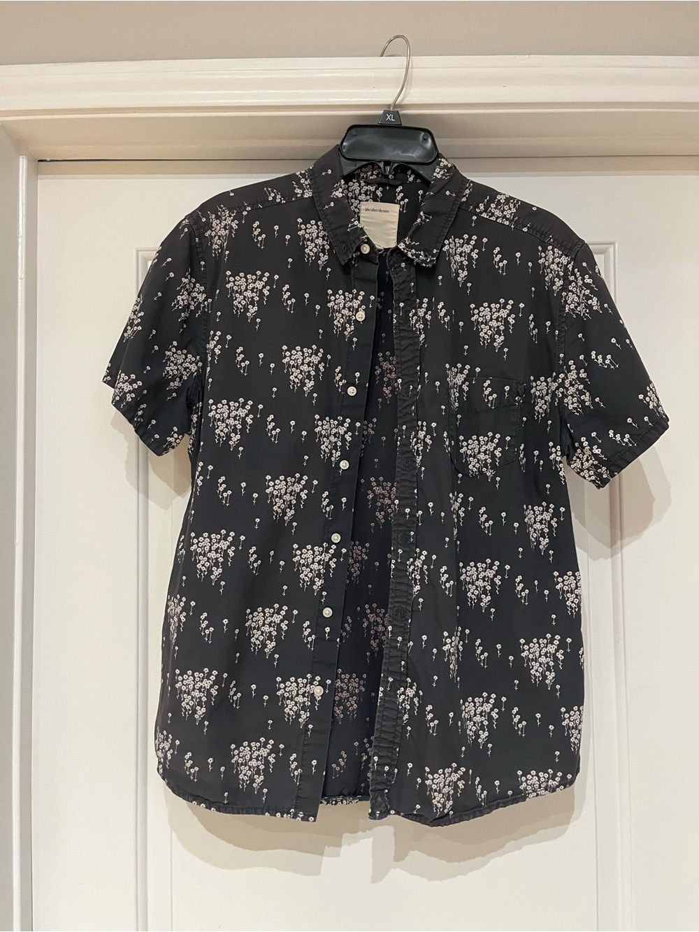Life After Denim Black Short-Sleeve Button-Down with White Floral Print
